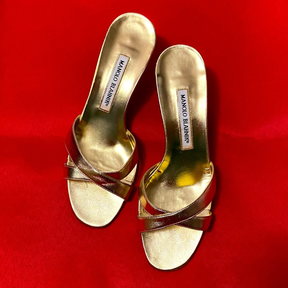 Manolo Blahnik Gold Sandals